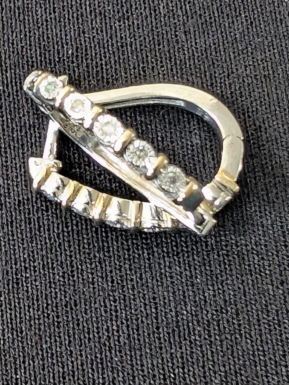 Silver 925 Hoop Earrings With Diamonds, Gold Accents, Lever Back Style